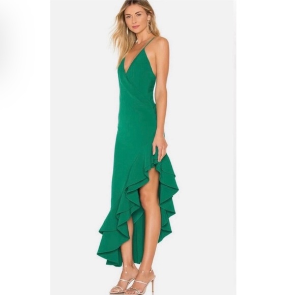 REVOLVE x Lovers + Friends Evergreen Ruffled Gown in Jewel Green - Picture 2 of 12